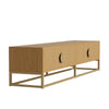 Modern TV Stand Cabinet 180cm w/ Wood Grain, 4 Doors and Semi-Circular Handles