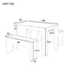 3 PCS Grey Dining Table Set Dining Table & 2 Benches Kitchen for Small Space