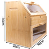 3 Compartment Bamboo Bread Bin Loaf Double Layer Storage Rack Box With Drawer