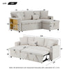 Corner Sofa Bed 3 Seater Sofa with Storage & Bed Function for Small Space, Beige