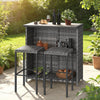 3 Piece Outdoor Rattan Bar Set w/ Storage Shelves, Patio Bistro Table & 2 Stools
