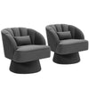 360° Swivel Accent Chair Upholstered Barrel Chair w/Striped Backrest Living Room