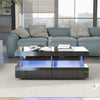 Black High Gloss Coffee Table with RGB LED Lights & Storage, 100x60cm Tea Table