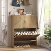 Narrow Shoe Cabinet Storage with Side Hooks 2 Flip Drawer Freestanding Organizer