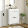 Narrow Shoe Cabinet with Adjustable Shelves for 12 Pairs of Shoes, White