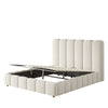 Upholstered Bed Double 4ft6 135x190cm Hydraulic Storage Bed Frame, White Boucle