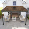3.4 x 3 m Lean-to Pergola, Wall-Mounted Hardtop Gazebo with Polycarbonate Roof