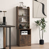 6-Tier Bedside Table Storage Cabinet Tall Nightstand with Charging Station