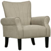 Upholstered Modern Accent Chair, Armchair with Wood Legs, Beige