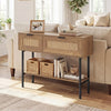 Freestanding Sofa Table with Flip Doors & Open Storage Shelf