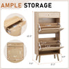 Bonnlo Rattan & Drawer Shoe Cabinet, 2 Bins + 1 Drawer, Adjustable