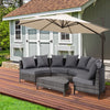 Garden Rattan Furniture 4 Seaters Half-round Patio Outdoor Sofa & Table - Grey