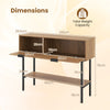 Freestanding Sofa Table with Flip Doors & Open Storage Shelf
