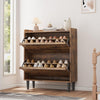 Shoe Cabinet w/2 Flip Drawers,Freestanding Wooden Storage with Adjustable Shelf