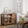 Stylish Sideboard with Adjustable Shelves, Rustic Brown and Ink Black Finish