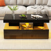 Coffee Table with LED High Gloss Black Coffee Table Centre 2 Drawers Rectangular