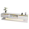 TV Stand 180cm White Gloss w/ Drawers & LED Lighting Compartment for Living Room