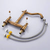 Traditional Kitchen Sink Mixer Tap, 2 Hole Dual Lever Bridge Brass Faucet 1/4 T