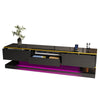 TV Stand 180cm Black Gloss w/ Drawers & LED Lighting Compartment for Living Room