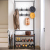 Hall Tree Coat Rack w/Bench,Storage Shelf,8Hooks,Freestanding Entryway Organiser
