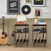 Ikkle Rustic Record Player Stand, End Table with Record Storage, Vinyl Record St