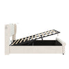 King Bed Storage Bed Frame w/ Diamond Tufted Headboard, USB-C Charging, Beige