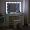 Modern LED Dressing Table with Stool Cabinet Drawer Makeup Desk Vanity Table Set