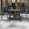 Patio Bar Height Table & Chairs w/ Breathable Fabric-Gray