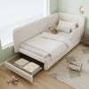 3ft Single Upholstered Daybed with Drawers Children Kids Junior Bed Frame Beige