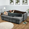 Milo Grey Corner Sofa Bed with Storage Velvet Pull Out Bed Left or Right Chaise