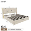 KING 5FT OTTOMAN STORAGE UPHOLSTERED BED FRAME WITH HEADBOARD & LED LIGHTS BEIGE