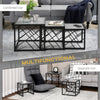 Set of 3 Nesting Coffee Tables Square Side Tables with Metal Frame, Grey