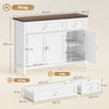 Sideboard with Thick Top, Cabinet, 2 Drawers and Adjustable Shelves, White