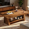 47 Inch Solid Wood Coffee Table, 2 Tier Farmhouse Center Table for Living Room