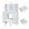 Dressing Table with LED Mirror Drawers Vanity Table Makeup Desk Stool Set White