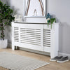 Extending Radiator Cover Adjustable White Wooden MDF Wall Cabinet Slatted Grill