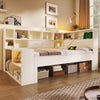 Wooden Daybed 3ft Single Bed w/ Charging Headboard & Bookcase Footboard, White