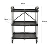 Portable Folding Workshop Garage Trolley 3 Level Shelf Cart Storage 165lb UK