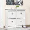 Slim White Shoe Storage Cabinet with 4 Flip Drawers for Hallway Home Office NEW