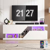 White 140CM TV Cabinet with LED Lights Entertainment Centre TV Stand Media Xfyfq