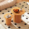 40CM/60CM Coffee Table Round Wood Side Table Sets With Hidden Storage Walnut