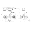 Chrome Traditional Cross Handle Bath Filler Mixer Taps Shower Wall Mounted