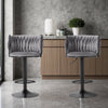 2X Luxury Tufted GREY BAR STOOLS, GAS LIFT, BREAKFAST KITCHEN BAR W/ BACK