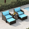 5pcs Set Rattan Home Patio Garden Balcony Furniture Table Chair Stool Lounge