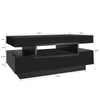 Coffee Table with Storage Drawers & LED Strips Black Tea Table for Living Room