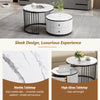 Round Nesting Coffee Table Set of 2 End Tables with Storage Drawers Space-saving