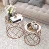Set of 2 Modern Space Saving Side Table Stackable Round End Table W/Mirrored Top