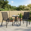 Garden Bistro Set, Small Garden Set w/ Stackable Chairs, Black