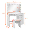 Modern LED Dressing Table with Stool Cabinet Drawer Makeup Desk Vanity Table Set