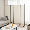 4 Panel Room Divider Folding Privacy Dividers Room Partition on Wheels-White
